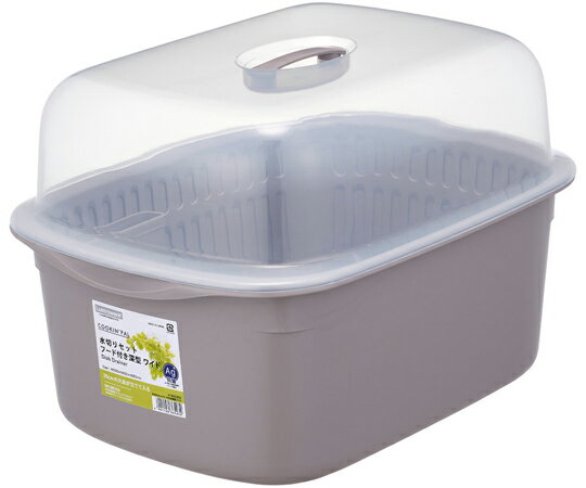 岩崎工業 水切りラック クッキングパル 水切りセットフード付深型 ワイド ベージュグレー 1個 K-1652 BG