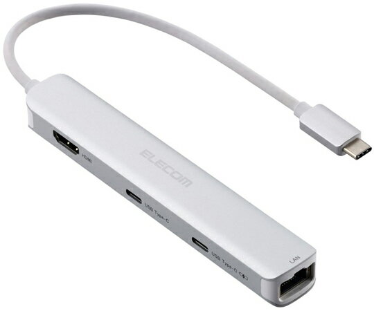 エレコム Type-C ドッキングステーション 充電専用USB-C×1 USB-C×1 USB-A×2 HDMI×1 LANポート付 シルバ..