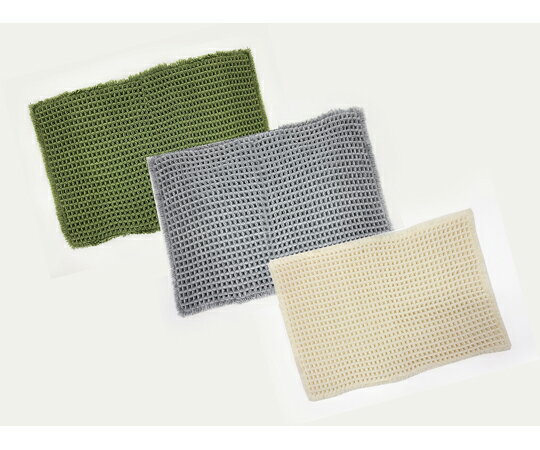 マルナカ ワッフルバスマット 45×60cm アイボリー＆グレー＆グリーン 3枚入 3枚入 6742