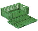 岐阜プラスチック工業 折りたたみコンテナー グリーン 外寸(mm):600×395×205 内寸(mm):570×368×195 RS-BM38 1個