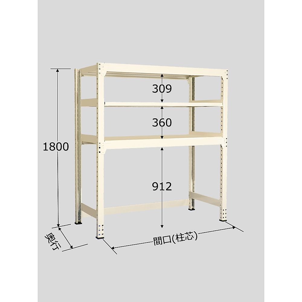 サカエ 中量ボトムフリーラック（300Kg/段・単体・3段タイプ）　1200mm×600mm×1800mm　アイボリー BFW1812L03T 1台