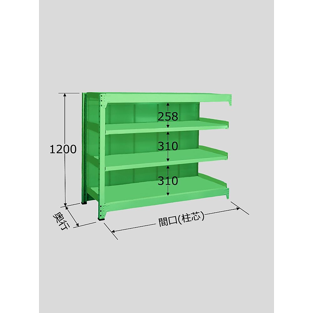 サカエ 中量棚PB型パネル付　500kg/段　連結　高さ1200mm　4段タイプ　W1500×D750×H1200mm PBG-8554R 1個