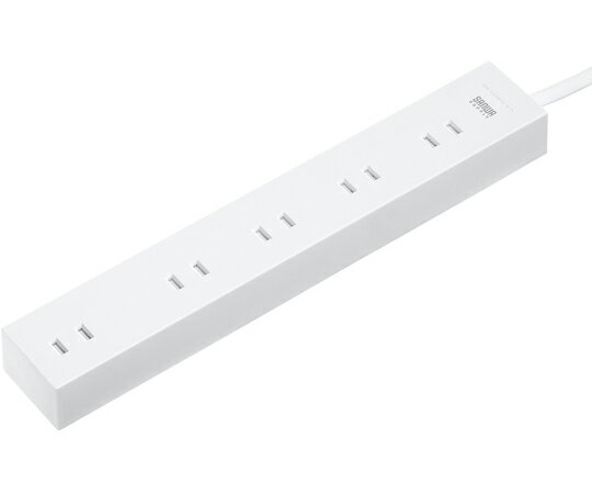 サンワサプライ 電源タップ 2P 10個口 強力ネオジムマグネット シャッター付 ホワイト 2m TAP-2210-2W ..