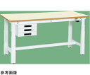 サカエ 電動昇降作業台(重量タイプ 耐荷重250kg メラミン天板 H630〜1280 引出付)W1500×D900×H630〜1280mm ホワイト DKN-159CIMW 1個(4)