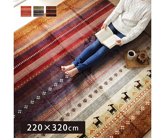 イケヒコ・コーポレーション ラディ カーペット 柄ボリュームラグ オレンジ 220×320cm 1271840203701 1枚