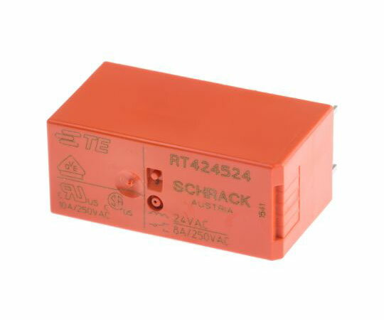 TE Connectivity リレー 24V 2c接点 8 A 基板実装 RT2 RT424524 1個