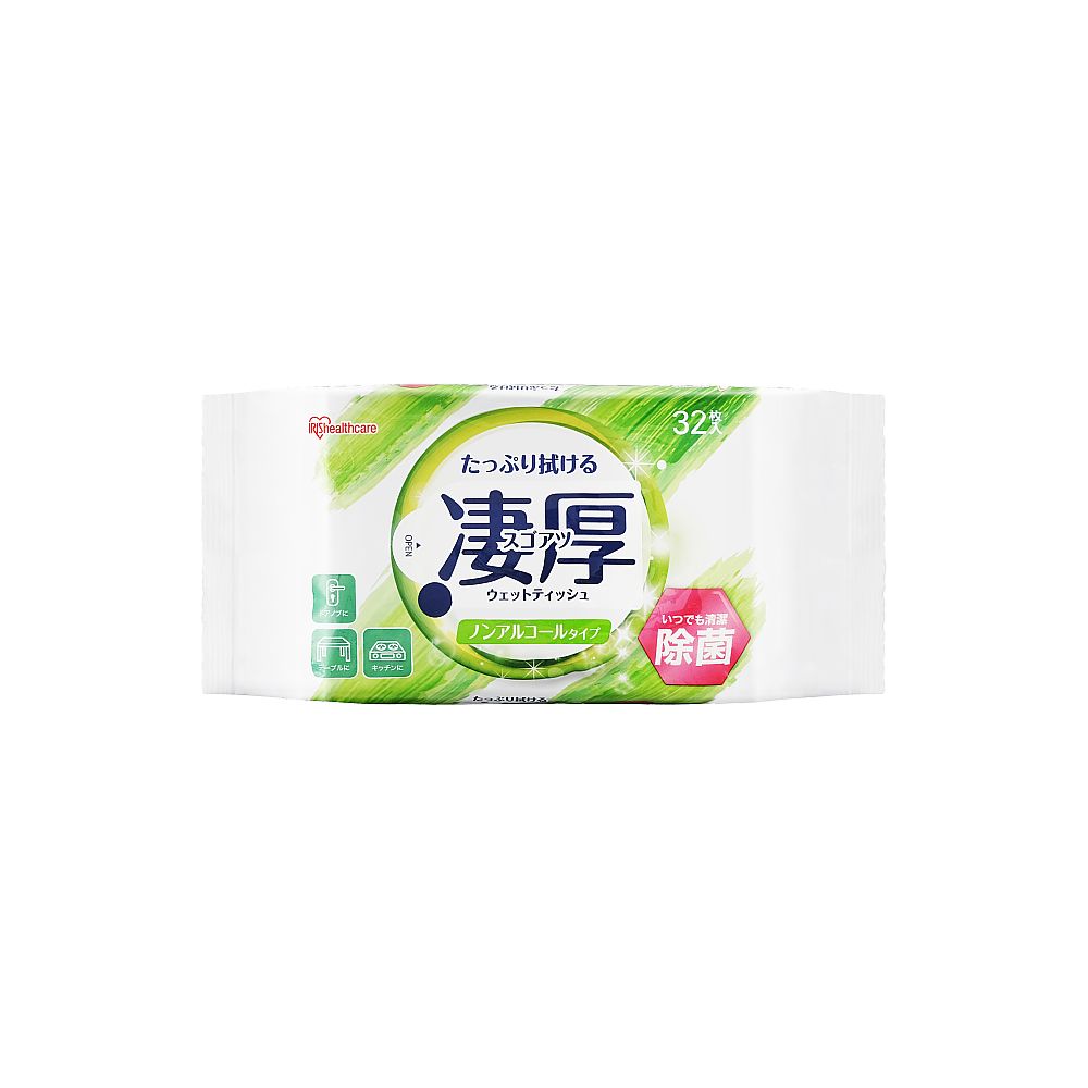 アズワン 凄厚ウェットティッシュノンアルコールタイプ 32枚 WTP-32N1P 32枚入