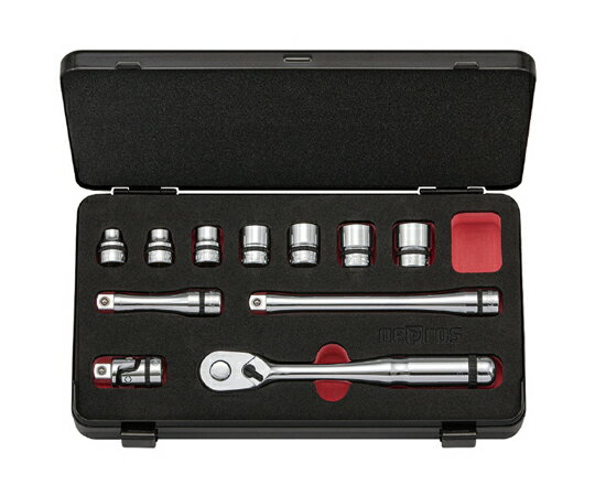 KTC メタルケース付き 差込角9.5SQ ネプロス・ソケットレンチセット （インチ） 11点組 NTB311BCZ 1セ..
