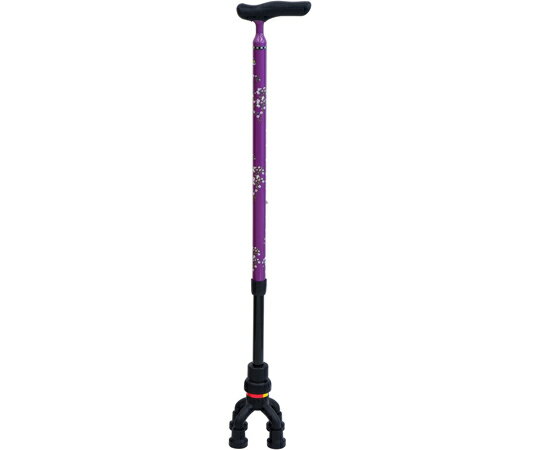 【非課税】島製作所 四点杖 四点可動式ぴったりくん かすみ草紫 1個 81MC-F9