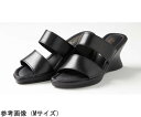 山一 厚底ウエッジ2ベルトミュール ブラック S 1足 601BKS