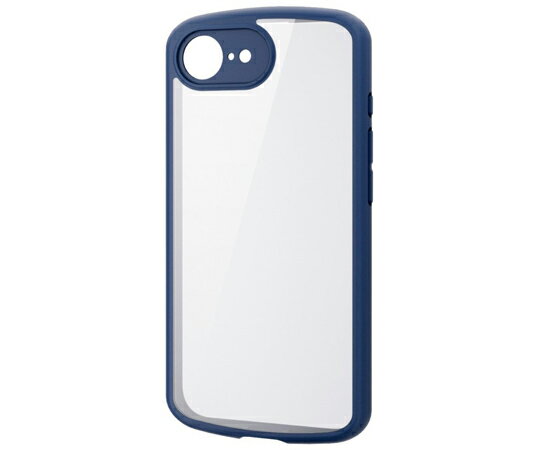 エレコム iPhone 16e用ハイブリッドケース TOUGH SLIM LITE フレームカラー 背面クリア 極限保護 ネイビー 1個 PM-A25STSLFCKNV
