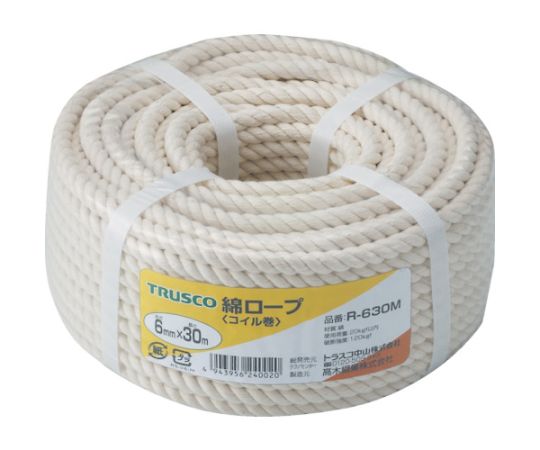 トラスコ中山 綿ロープ　3つ打　線径6mmX長さ30m R-630M 1巻