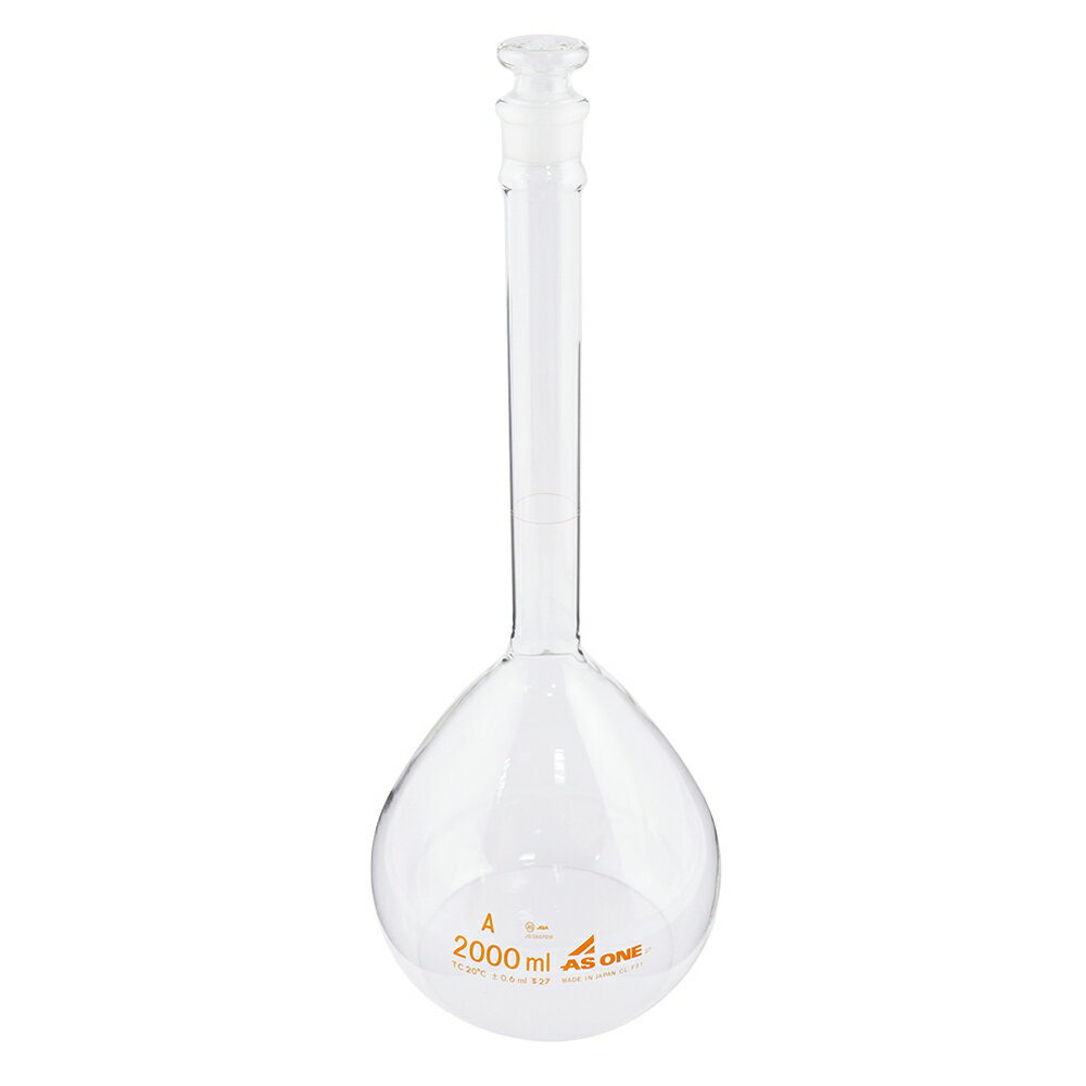 ●材質：硼珪酸ガラス-1●JIS R 3505 規格品 クラスA（マーク付き）●容量精度・ロットNo本体表記●全高：400mm●普通摺合●容量：2000mL●色：白●体積許容誤差：±0.6mL●栓サイズ（TS）：27●ボール外径：φ159mm●★※特注対応可入数：1個