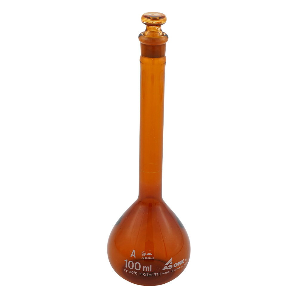 アズワンカタログ製品 メスフラスコ 茶 100mL JCSS校正証明書付