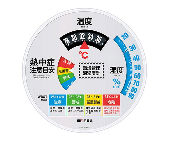 エンペックス 環境管理温・湿度計「熱中症注意」(防雨) 1個 TM-2486W