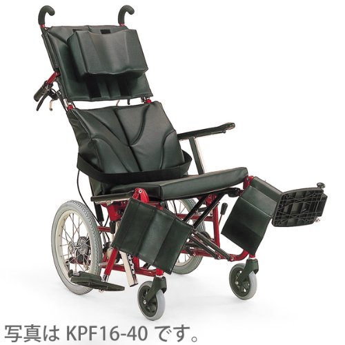 ●サイズ／全幅60（62）×全長124〜152×全高126cm、座面：幅40（42）×奥行36cm、前座高：46cm（※（）内のサイズは座幅42cmの場合）●車輪サイズ／前輪6×後輪16インチ●重さ／20.5kg●材質／アルミ（7000系）塗装仕上げ●最大使用者体重（目安）／100kg●標準機能／折りたたみ式（幅38cm）、ヘッドサポート付（幅32cm）、リクライニング（110〜135°）、アームレスト上下スライド式（5段階／2cmピッチ）、フットレストスイングアウト、エレベーティング式、エアータイヤ・リクライニングで身体を起こしても前ズレしないアイデア構造。・回転中心が骨盤の先端にあるので、腰部が前ズレしません。