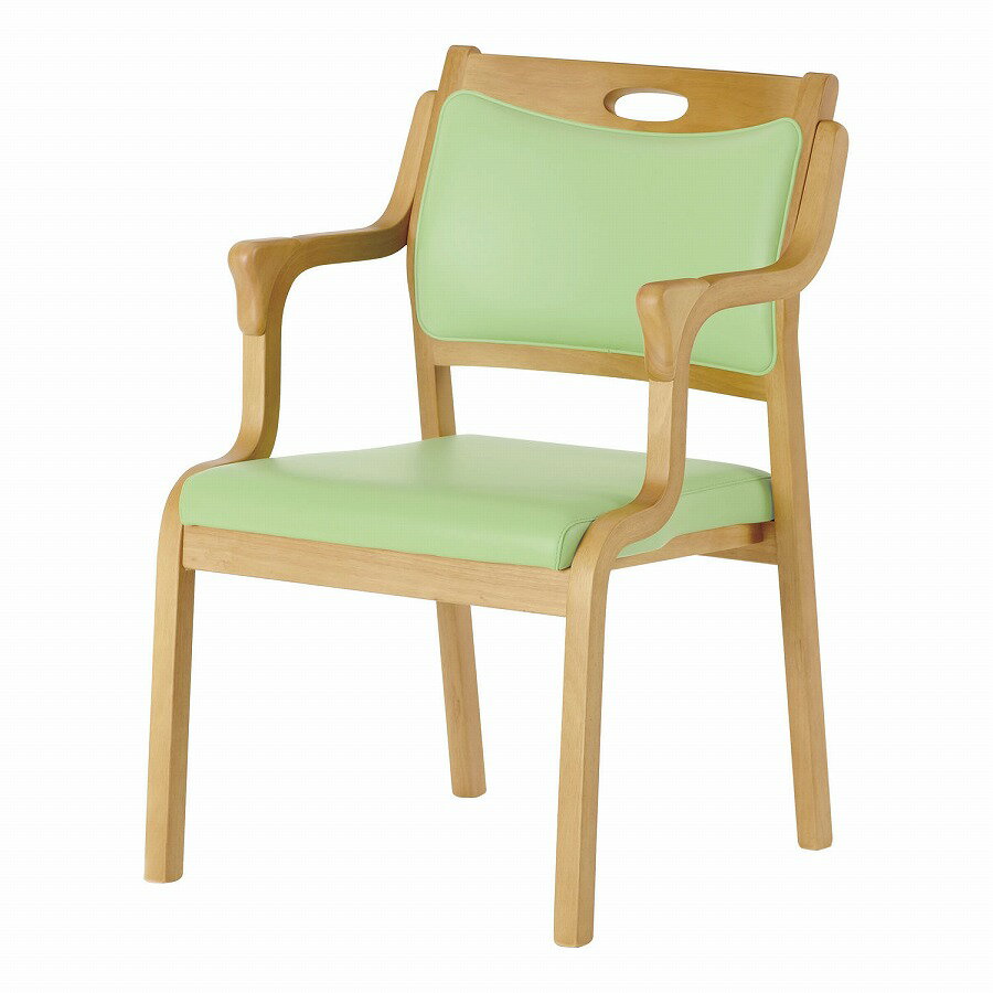 らくらくチェア（半ヒジ・グリップ付） CARE-111-AC(ライトブラウン グリーン