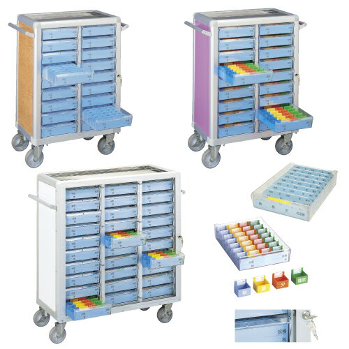 【送料無料】【無料健康相談 対象製品】マイスコ与薬カート（トレータイプ）鍵付 木目 48床用（2列×12段／両面） MY-NITS48