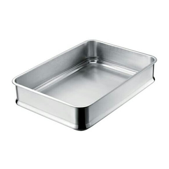 ●イオンの力で優れた抗菌作用があります。●衛生性が要求される現場に適しています。●同サイズで積み重ねることができます。●規格：6取●外寸：483×344×102mm●底内寸：463×323mm●重量：1580g●材質：18-8抗菌ステンレス