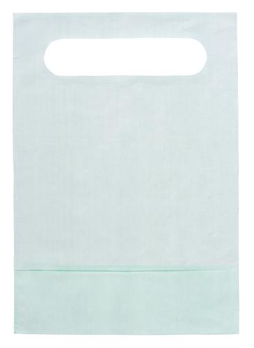 吸水、防水加工の使い捨て紙製エプロンです。◆頭を通すだけの簡単着用。◆吸水、防水加工済みなので、衣服が汚れにくい。◆大きなポケット付きで食べこぼしをキャッチ！◆使い捨てタイプで衛生的。使用後は切込みからちぎっては外して、さっとゴミ箱へ。総合カタログ2021掲載ページ：245