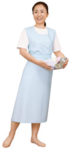 入浴介助エプロン(ひもタイプ) M サックス 6013 大阪エンゼル