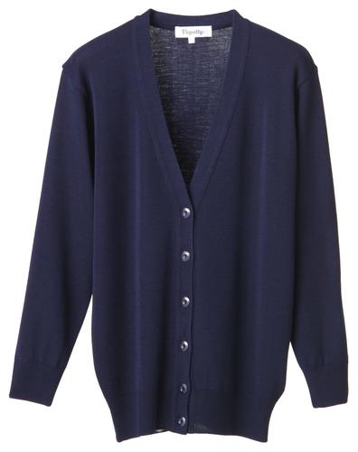 抗ピル長袖カーディガンロング ネイビー L D-1002 ディーフェイズ