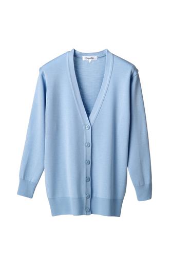 抗ピル長袖カーディガンロング サックス L D-1002 ディーフェイズ