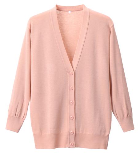 抗ピル長袖カーディガンロング ピーチピンク M D-1002 ディーフェイズ