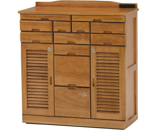 ファミリー・ライフ 天然木鍵付き引き出しいっぱいFAX台 コンセント付き 76cm幅 04145 販売単位：1箱