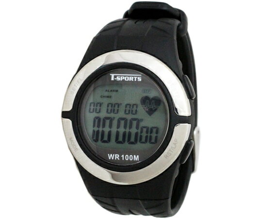 クレファー T-SPORTS 16ラップ心拍計測付きデジタルウォッチ ブラック TS-D028-BK 販売単位：1本