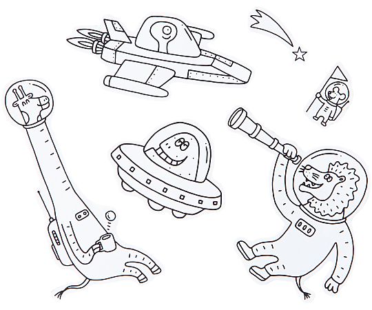 アズワンカタログ掲載品 シール塗り絵 ウチュウ PE552000101 販売単位：1枚