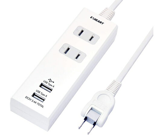 ハート電機サービス USBポート付電源タップ（急速充電対応）2m EUT-223420 販売単位：1台
