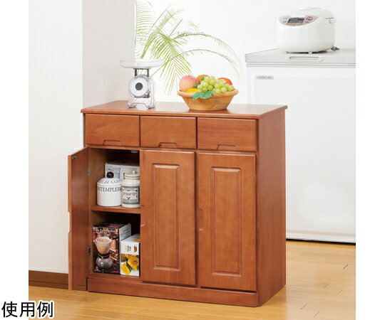 ファミリー・ライフ 天然木カウンターワゴン 3枚扉 ブラウン 0254510 販売単位：1箱