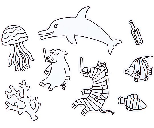 アズワンカタログ掲載品 シール塗り絵 ウミ PE552000102 販売単位：1枚