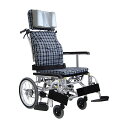 【非課税】カワムラサイクル ティルトリクライニング車いす 濃紺チェックA13KXL16-42(4)