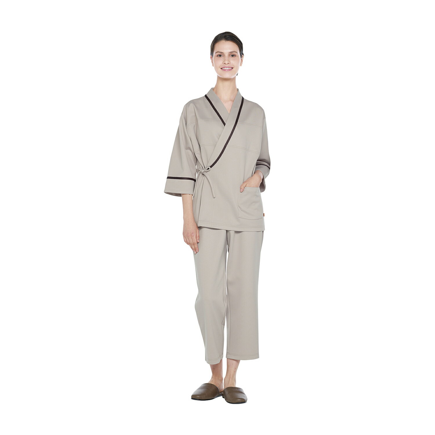 ナガイレーベン 検診衣じんべい型 ベージュFK-1481(M)