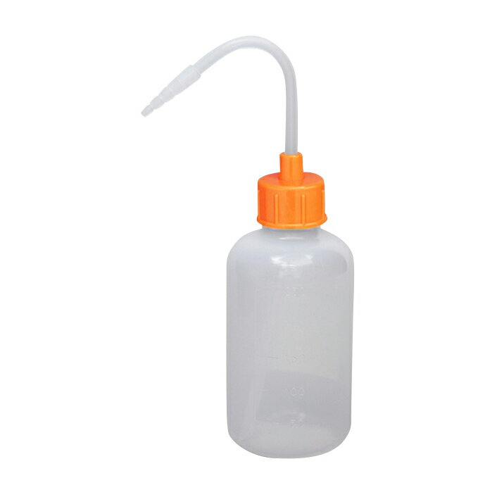 カラーキャップ付洗浄瓶（細口） 細口 オレンジイエロー安元化成250ML(12ホンイリ)●カラーキャップにより、用途別など識別に便利です。