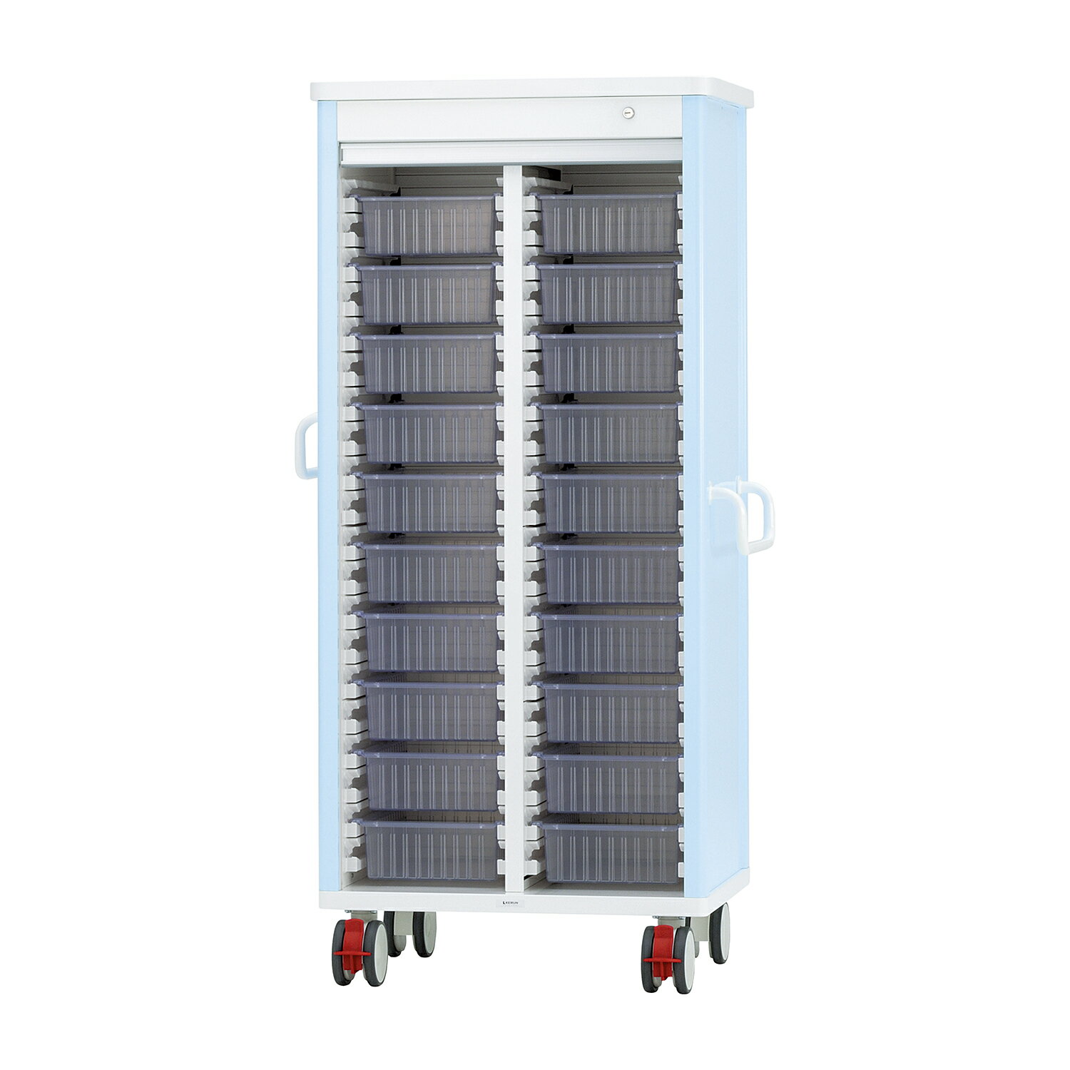 ケルン ミキシングカート（20床用）鍵付 透明KC-102-01(ライトブルー)