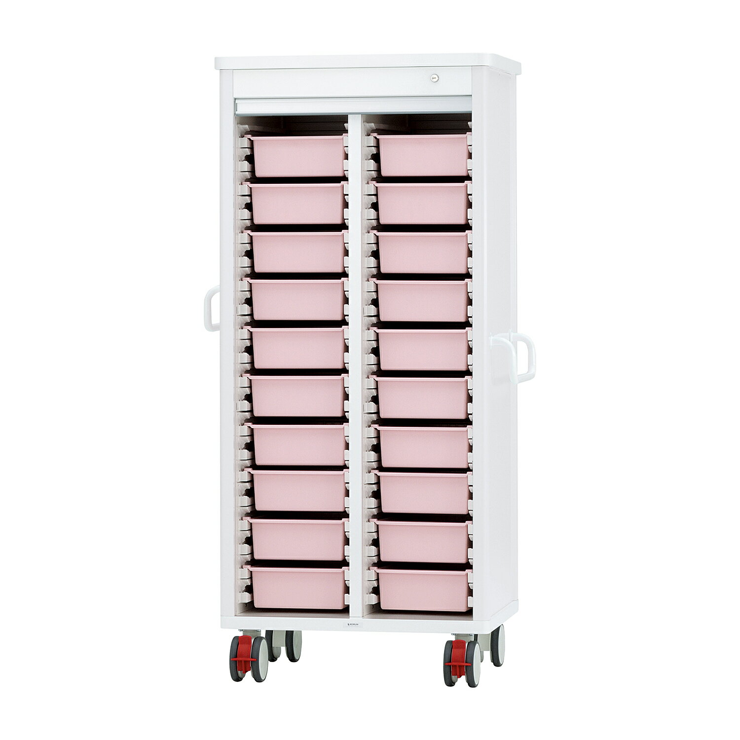 ケルン ミキシングカート（20床用）鍵付 ピンクKC-102-04(ホワイト)