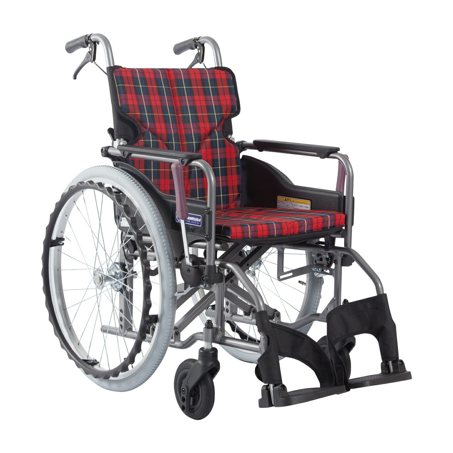 楽天Shop de clinic楽天市場店【非課税】カワムラサイクル 車いす モダン Aスタイル 背折れ 赤チェックA10KMD-A22-42-H