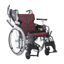 【非課税】カワムラサイクル 低床車いす(アルミ製)自走用 赤チェックA10KMD-C20-40-LO(4)