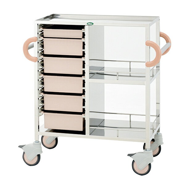 サカセ化学工業 処置・包交カート トレー：ピーチC34-1162B(ホンタイ:ピーチ)