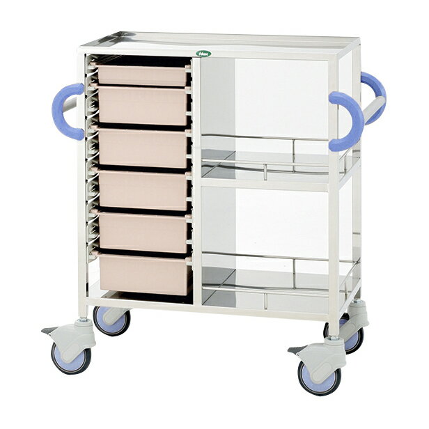 サカセ化学工業 処置・包交カート トレー：ピーチC34-1162B(ホンタイ:ブルー)