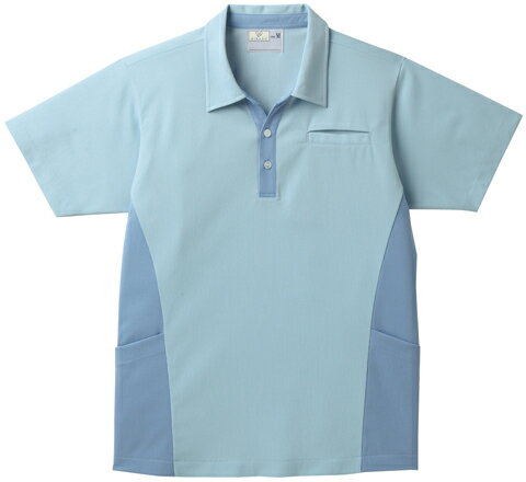 【トンボ】キラク　ニットシャツ（男女兼用）　　 CR155-72(グレイッシュブルー S