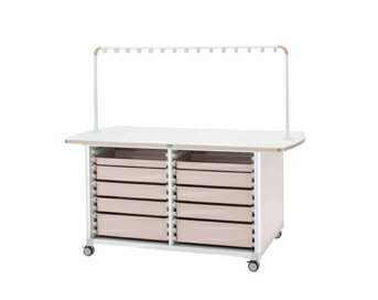 サカセ化学工業　作業台（ハンガー付対面タイプ）　WT-1805B-2(ホンタイ:ブルー トレー：ブルー 【大型商品メーカー直送 代引不可】