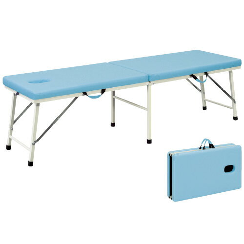 【送料無料】折りたたみ式ポータブルベッド（有孔） TB-1009U(50X180X52CM ビニルレザー茶