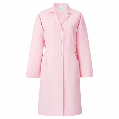 女子診察衣 261-93 L カラー：ピンク材質：ポリエステル85%・綿15%、制菌加工美しいシルエットが印象的なウエストベルト付きハーフ丈コート。ウエストベルトを高い位置で挟み込んだデザインです。ブランド：KAZEN（カゼン）