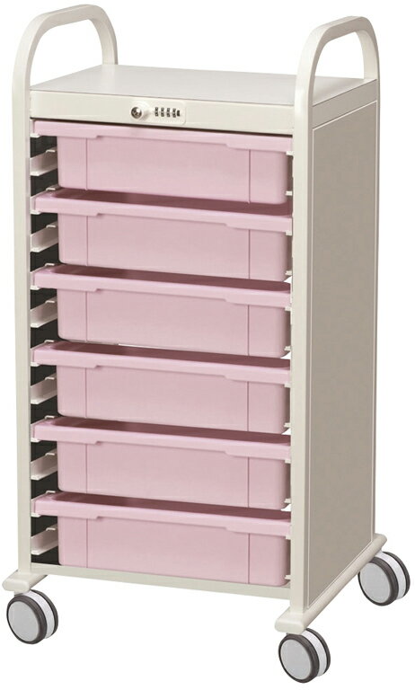メディロック与薬カート（深型6段）　 MLIC-106 トレー：ライトパープル
