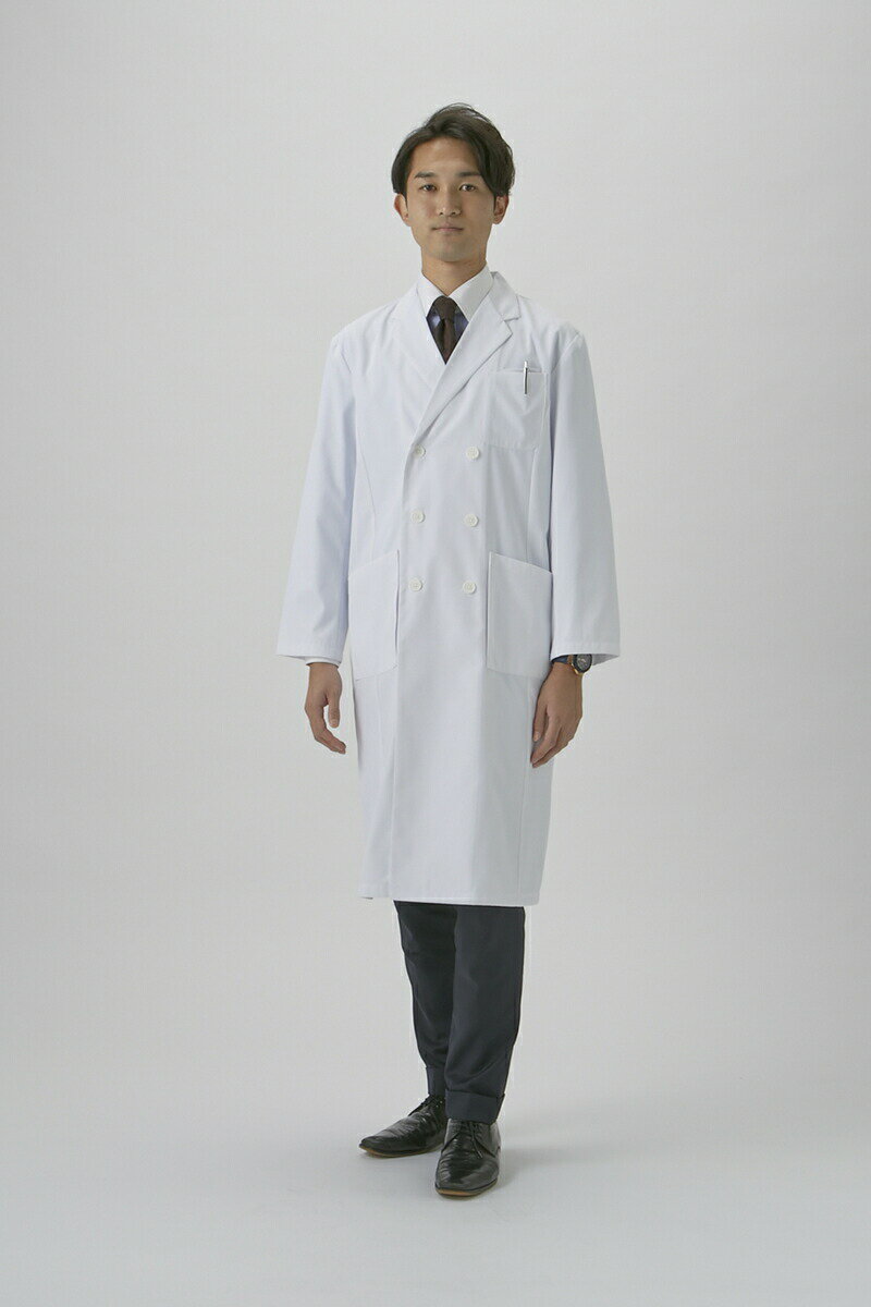 オンワード 白衣 メンズドクターコート（ダブル 診察衣） CO-6003 ホワイト LL