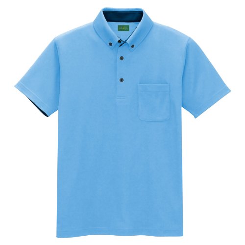 短袖襯衫 - アイトス(アイトス) 制電半袖ポロシャツ 50006 サックス 4L